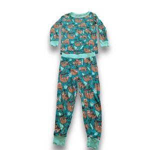 Little Sleepies Green Jungle Sloth Pajamas Bamboo Viscose Kids 2T